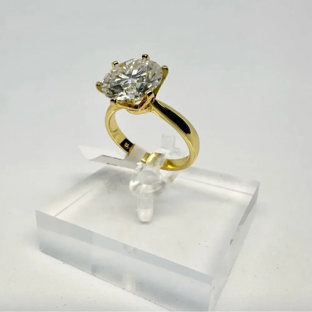 Moissanite Diamond, Yellow Gold 5 Ct Engagement Ring GRA Wedding Size 9 - Picture 5 of 10